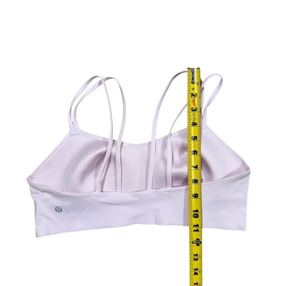 Lululemon Free to Be Serene Bra Size 12 Light Pink Strappy Back Ribbed Gym Yoga - Picture 6 of 7